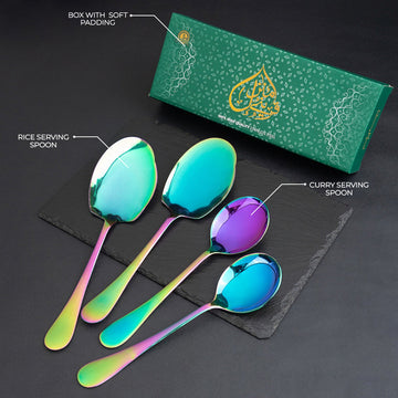 Rice & Curry Serving Spoons Set MultiColor Qareenay Manzil® Branded with 5 Year Warranty
